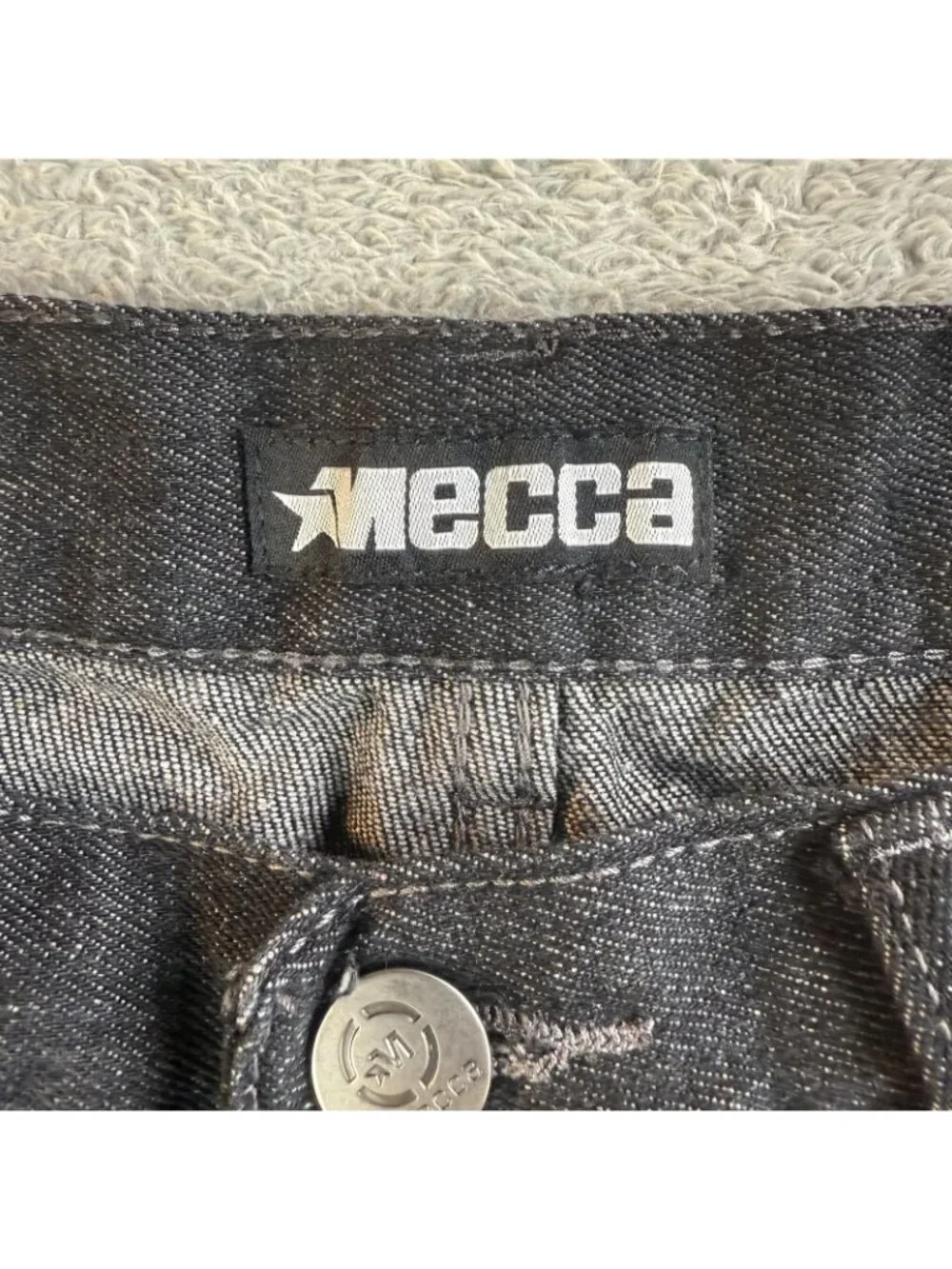 Mecca Jeans Mens 38x32 Black Regular Straight Denim Pants Casual Streetwear Y2K